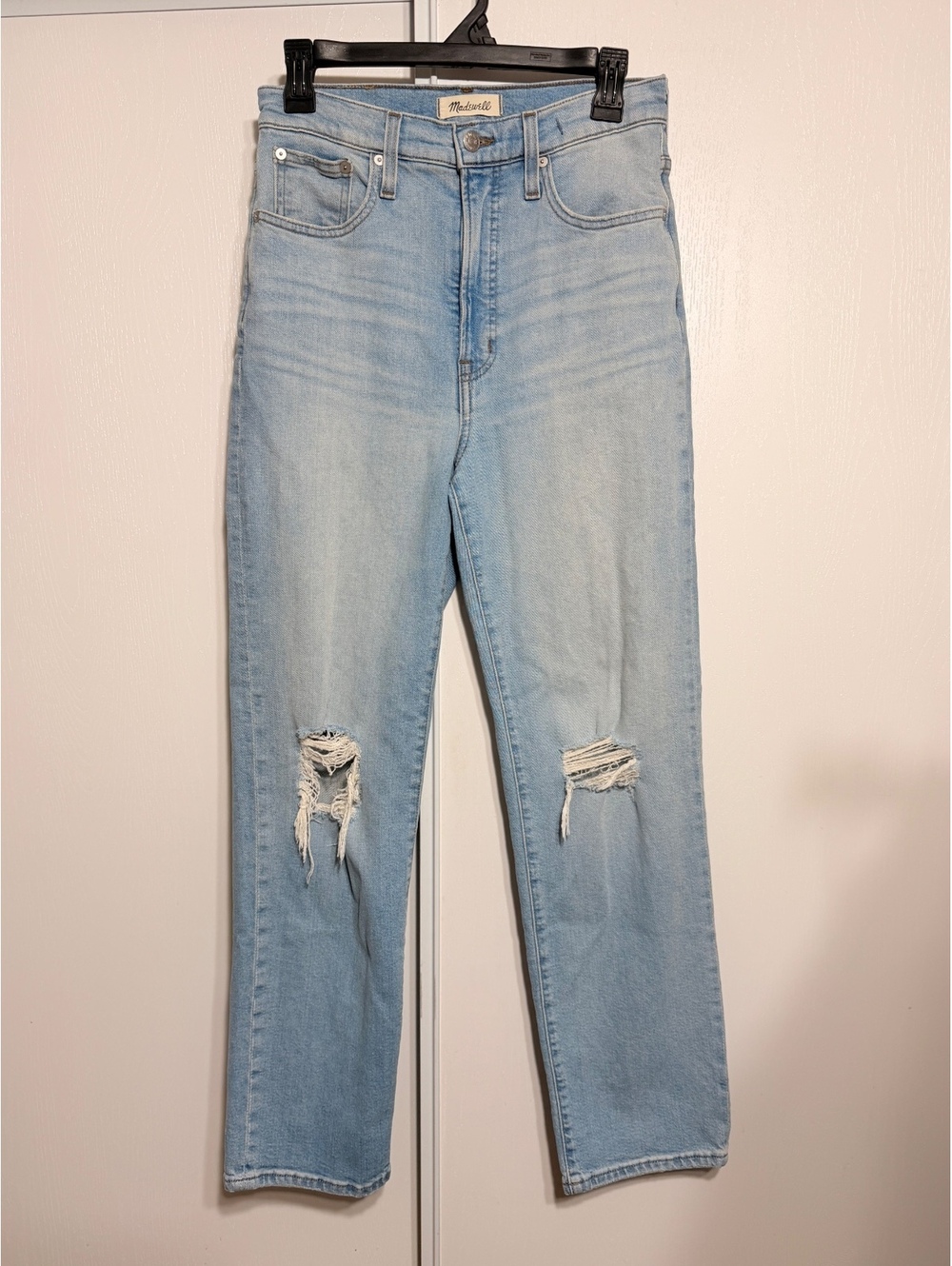 Madewell High Rise Ripped Straight Leg Jeans Light Wash Size 27